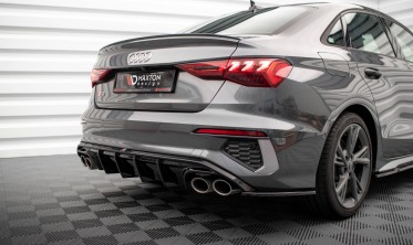 Дифузор заднього бампера Audi S3 8Y Sedan, чорний глянець фото