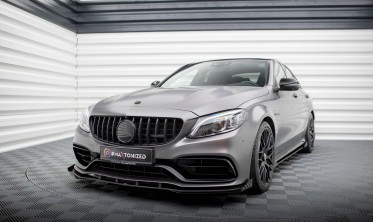 Дифузор + бокові накладки на передній бампер Street Pro Mercedes-AMG C63 Sedan / Estate W205 рестайл фото