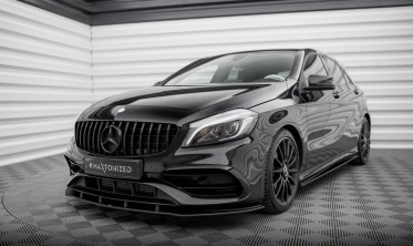 Передний диффузор под бампер Street Pro Mercedes-Benz A AMG-Line W176 рестайл фото