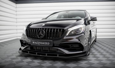 Передній дифузор+ бокові накладки під бампер Street Pro Mercedes-Benz A AMG-Line W176 рестайл фото