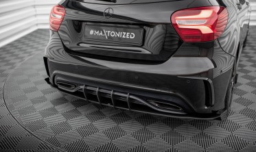 Центральная + боковые накладки заднего бампера Street Pro Mercedes-Benz A AMG-Line W176 рест. фото