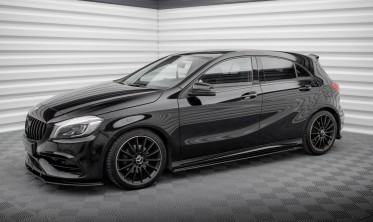 Боковые диффузоры (листвы) под пороги Street Pro Mercedes-Benz A AMG-Line W176 рест. фото