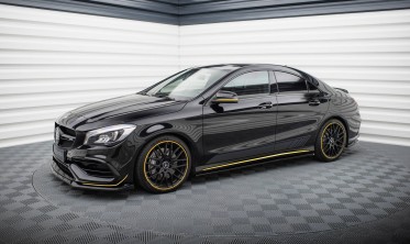 Нижние тюнинг накладки (листвы) на пороги Mercedes-AMG CLA 45 Aero C117 рестайл фото