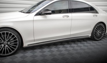 Нижние тюнинг накладки (листвы) на пороги Mercedes-Benz S AMG-Line W222 рестайл фото