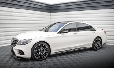 Нижние тюнинг накладки (листвы) на пороги Mercedes-Benz S AMG-Line W222 рестайл фото