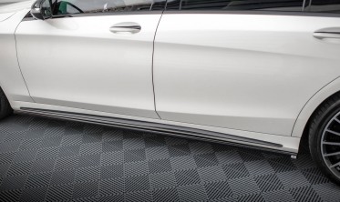 Нижние тюнинг накладки (листвы) на пороги Mercedes-Benz S AMG-Line W222 рестайл фото