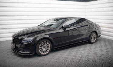 Боковые тюнинг накладки (листвы) на пороги Mercedes CLS C218 вар. 2 фото