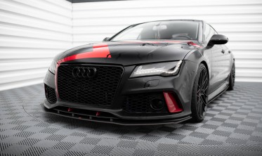 Нижний диффузор Street Pro на передний бампер в стиле RS7 для Audi A7 C7 фото
