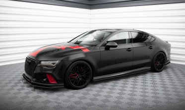 Нижний диффузор Street Pro на передний бампер в стиле RS7 для Audi A7 C7 фото