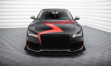 Диффузор + боковые накладки Street Pro на передний бампер в стиле RS7 для Audi A7 C7 фото