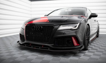 Диффузор + боковые накладки Street Pro на передний бампер в стиле RS7 для Audi A7 C7 фото