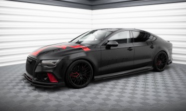 Диффузор + боковые накладки Street Pro на передний бампер в стиле RS7 для Audi A7 C7 фото