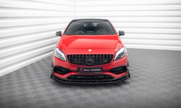 Диффузор + боковые накладки Street Pro на передний бампер Mercedes A 45 AMG Aero W176 фото