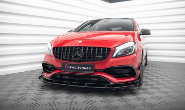 Диффузор + боковые накладки Street Pro на передний бампер Mercedes A 45 AMG Aero W176 фото