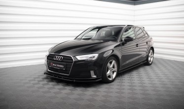 Тюнинговые боковые накладки (листвы) на пороги Audi A3 8V Sportback рестайл фото