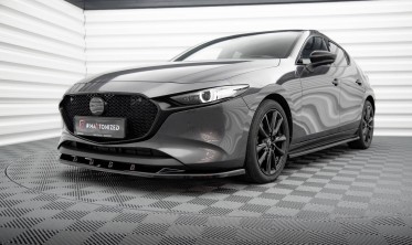 Бокові тюнінгові накладки (лістви) під пороги Mazda 3 Mk4 (Maxton Design) фото