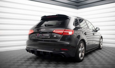 Задний диффузор на бампер Audi A3 8V Sportback рестайл (одинарная насадка) фото