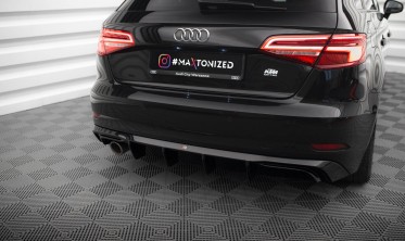 Задний диффузор на бампер Audi A3 8V Sportback рестайл (одинарная насадка) фото