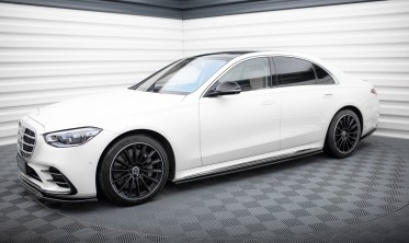 Боковые тюнинг накладки (листвы) на пороги Mercedes S W223 AMG-Line фото