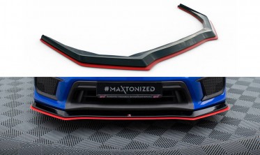 Тюнінг накладка на передній бампер Subaru WRX STI Mk1 2017-2021 вар. 2 з червоною вставкою фото