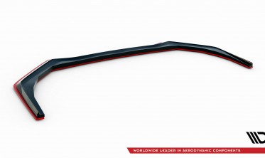Тюнинг накладка на передний бампер Subaru WRX STI Mk1 2017-2021 вар. 2 с красной вставкой фото
