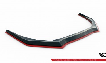 Тюнинг накладка на передний бампер Subaru WRX STI Mk1 2017-2021 вар. 2 с красной вставкой фото