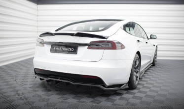 Тюнинговый диффузор (накладка) заднего бампера Tesla Model S Mk1 рестайл Plaid вер. 1 фото