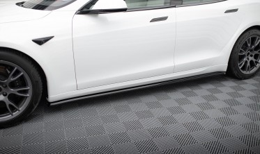 Боковые тюнинг накладки (листвы) под пороги Tesla Model S Plaid Mk1 рестайл вер. 2 фото
