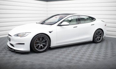 Боковые тюнинг накладки (листвы) под пороги Tesla Model S Plaid Mk1 рестайл вер. 2 фото