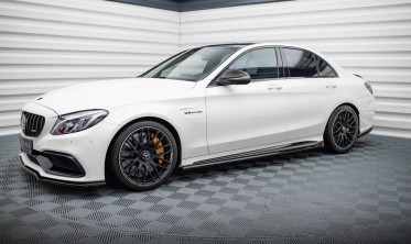 Нижние тюнинг накладки (листвы) на пороги Mercedes-AMG C63 W205 / S205 вар. 2 фото