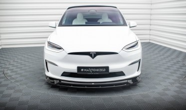 Нижняя тюнинг накладка (юбка) на передний бампер Tesla Model X Mk1 рестайл вер. 1 фото