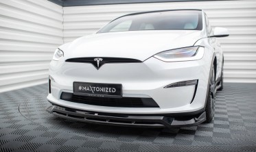 Нижняя тюнинг накладка (юбка) на передний бампер Tesla Model X Mk1 рестайл вер. 1 фото