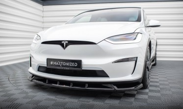 Диффузор (накладка) на передний бампер Tesla Model X Mk1 рестайл вер. 2 фото