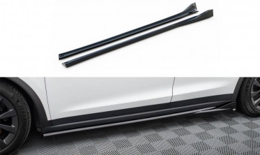 Нижние тюнинг накладки (листвы) на пороги Tesla Model X Mk1 рестайл фото