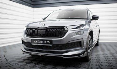 Нижняя тюнинг накладка (юбка) на передний бампер Skoda Kodiaq Sportline Mk1 рестайл вер. 2 фото
