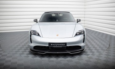 Нижняя тюнинг накладка (юбка) на передний бампер Porsche Taycan Mk1  фото