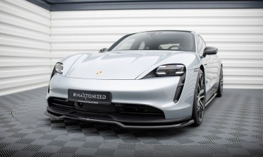 Нижняя тюнинг накладка (юбка) на передний бампер Porsche Taycan Mk1  фото