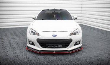 Передній спліттер (спойлер) на бампер з червоною вставкою Subaru BRZ вар. 3 фото