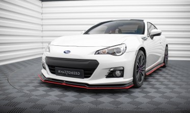 Передній спліттер (спойлер) на бампер з червоною вставкою Subaru BRZ вар. 3 фото