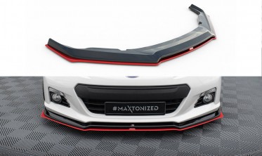 Передній спліттер (спойлер) на бампер з червоною вставкою Subaru BRZ вар. 3 фото