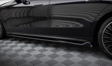 Нижние тюнинг накладки (листвы) на боковые пороги Mercedes E W214 AMG-Line фото