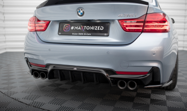Дифузор (накладка) на задній бампер BMW 4 F32 / F36 / F33 M-Pack під подвійні насадки фото