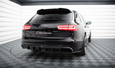 Дифузор на задній бампер Audi A6 Avant C7 з вирізом під подвійну насадку фото