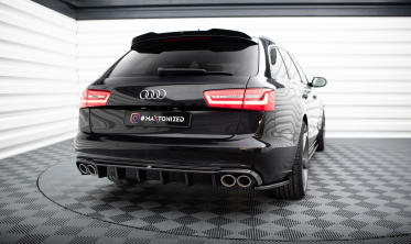 Дифузор на задній бампер Audi A6 Avant C7 з вирізами під подвійні насадки фото