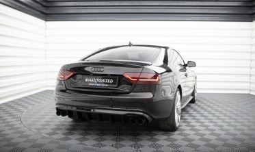 Диффузор на задний бампер Audi S5 Coupe / Cabrio 8T с вырезами под двойныею насадки фото