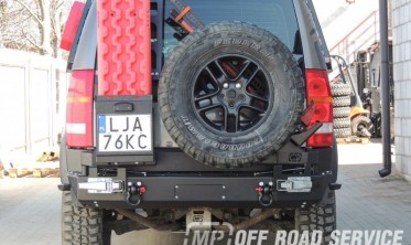 Силовой задний бампер с креплением запаски и канистры Land Rover Discovery 3, 4 (2004-2016) фото