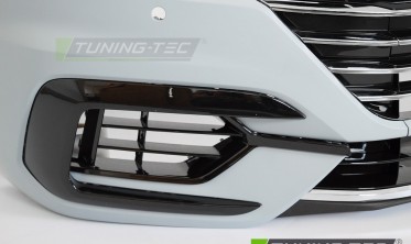 Передний тюнинг бампер в стиле спорт для Volkswagen Arteon с хром элементами фото