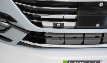 Передний тюнинг бампер в стиле спорт для Volkswagen Arteon с хром элементами фото