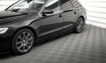 Боковые тюнинг накладки (листвы) под пороги Audi A6 C7 2011-2014 стандарт вар. 2 фото