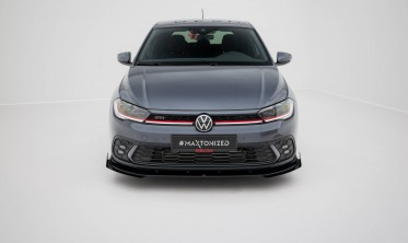Диффузор + боковые накладки Street Pro на передний бампер VW Polo GTI Mk6 рестайл фото